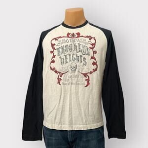 Express Long Sleeved Brooklyn Heights NY Tee Mens sz Large Shirt Skull Graphic